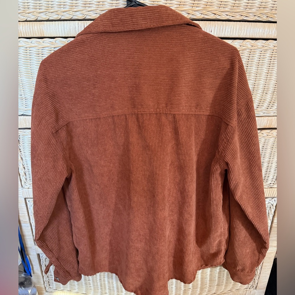 Burnt Orange Corduroy Button Up Shacket - Picture 6 of 7